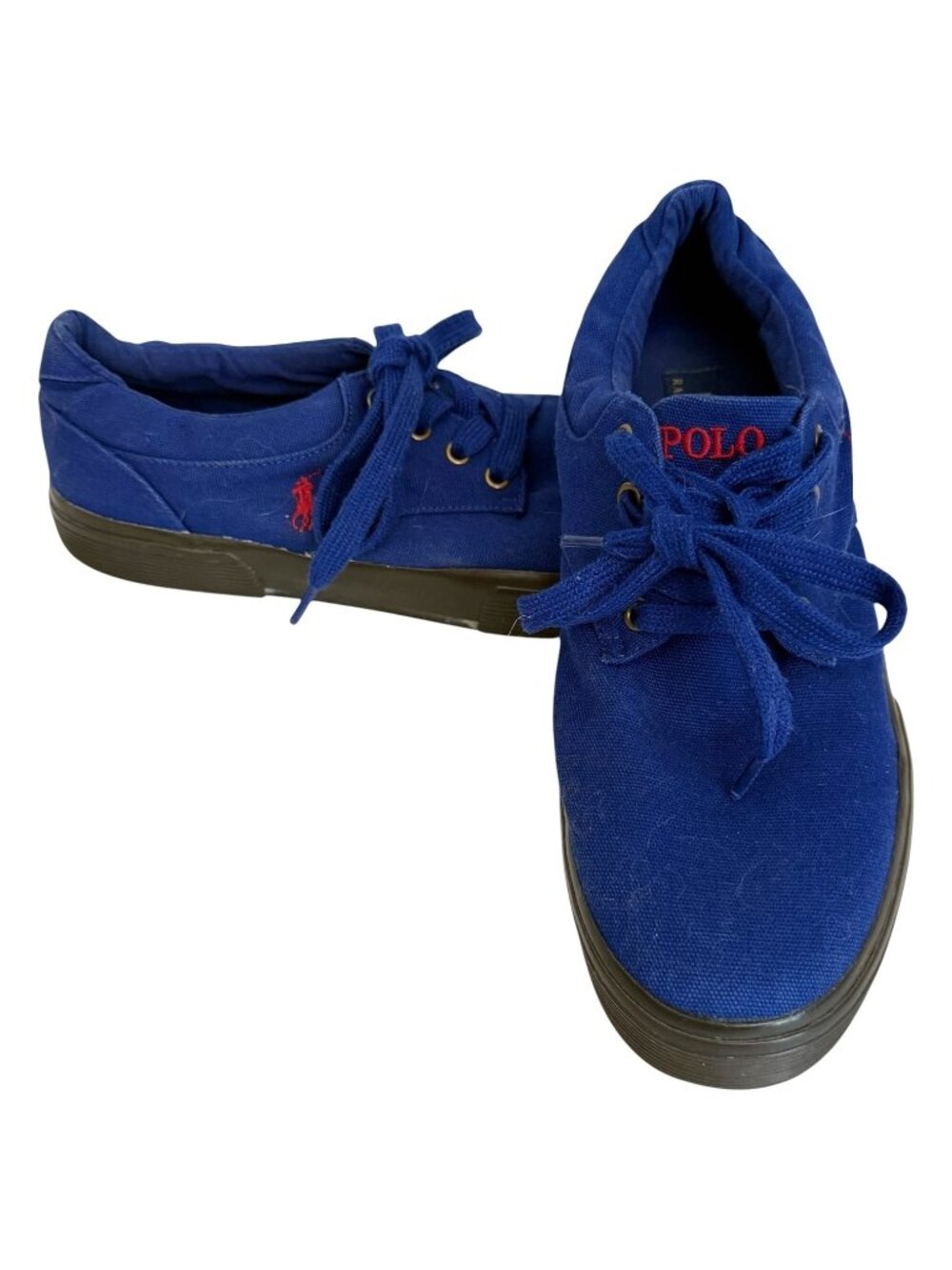 Polo Ralph Lauren Felton‎ Canvas Sneakers Mens Size 9.5 Blue Shoes Black Red Tie